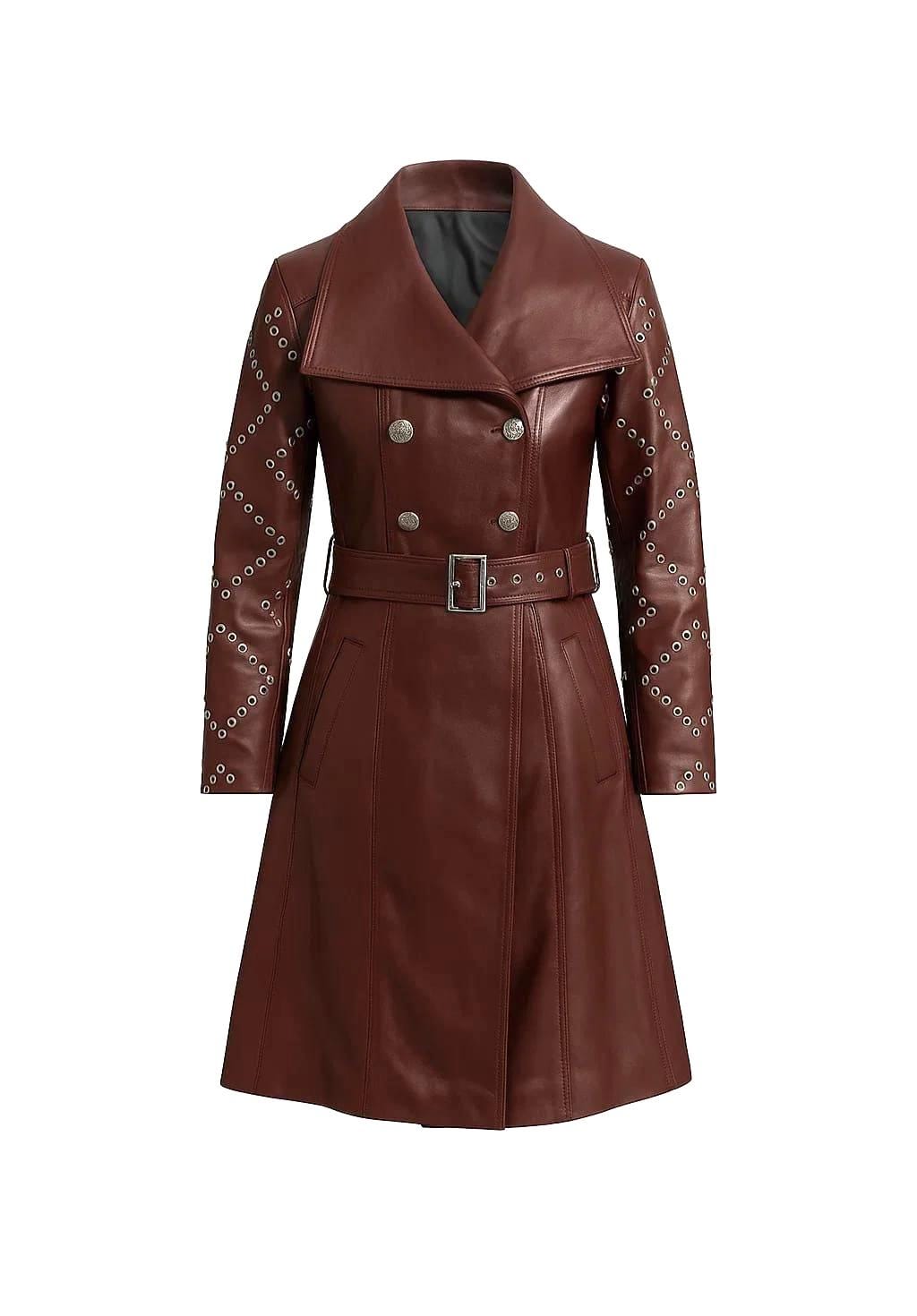Leather Long Jacket With Studs - Etsy