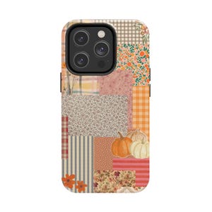 Pumpkin Patch Patchwork Phone Case | Fall iPhone Case, Autumn Plaid Floral image 15