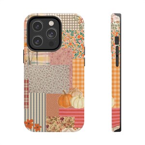 Pumpkin Patch Patchwork Phone Case | Fall iPhone Case, Autumn Plaid Floral image 16