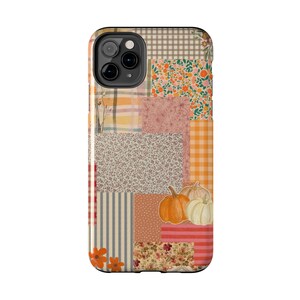 Pumpkin Patch Patchwork Phone Case | Fall iPhone Case, Autumn Plaid Floral image 3