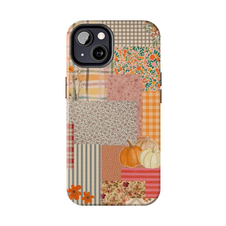 Pumpkin Patch Patchwork Phone Case | Fall iPhone Case, Autumn Plaid Floral image 8