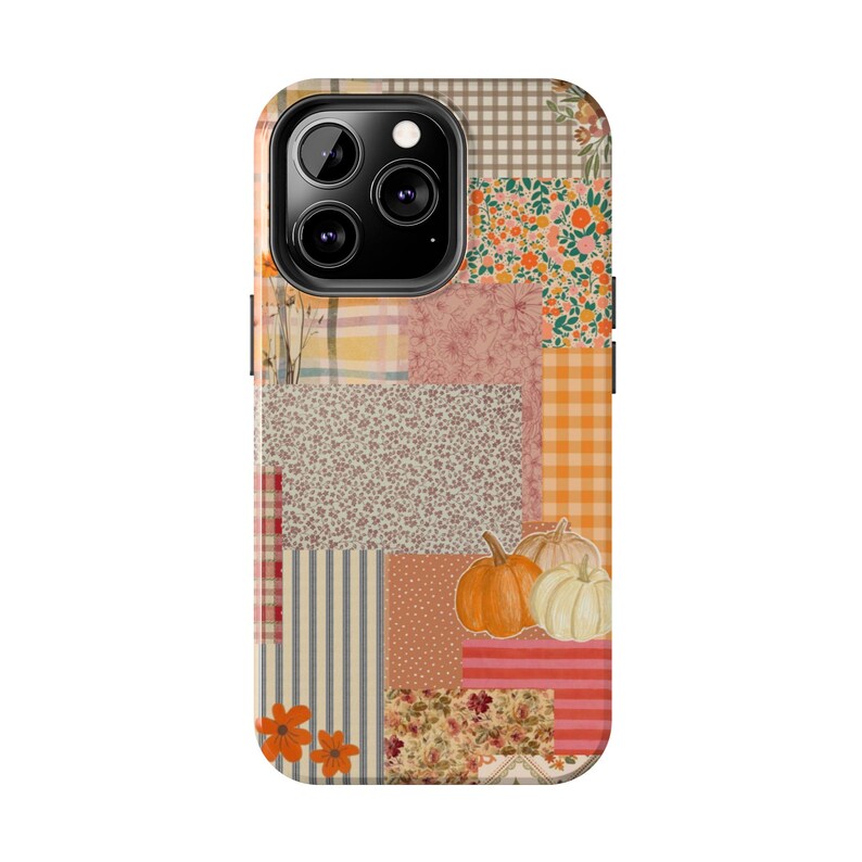 Pumpkin Patch Patchwork Phone Case | Fall iPhone Case, Autumn Plaid Floral image 10