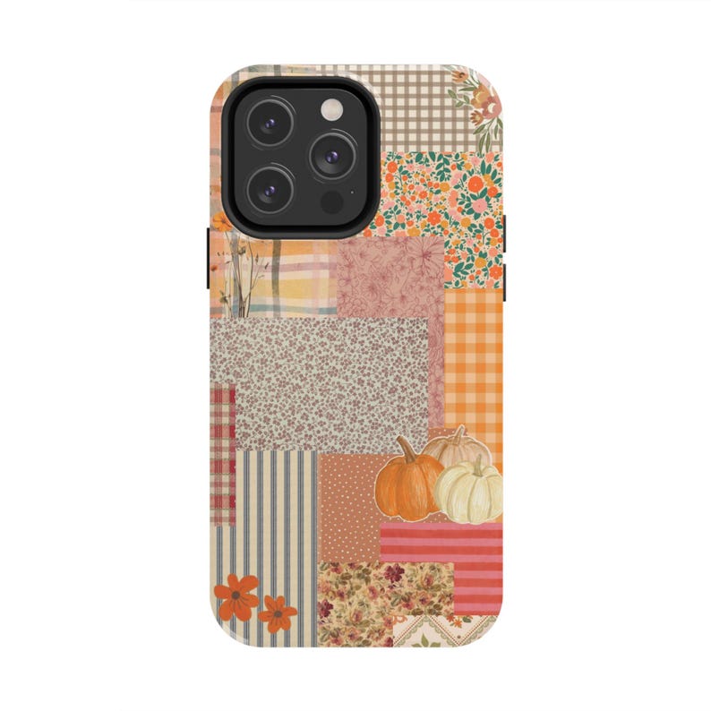Pumpkin Patch Patchwork Phone Case | Fall iPhone Case, Autumn Plaid Floral image 18