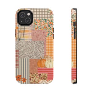 Pumpkin Patch Patchwork Phone Case | Fall iPhone Case, Autumn Plaid Floral image 20