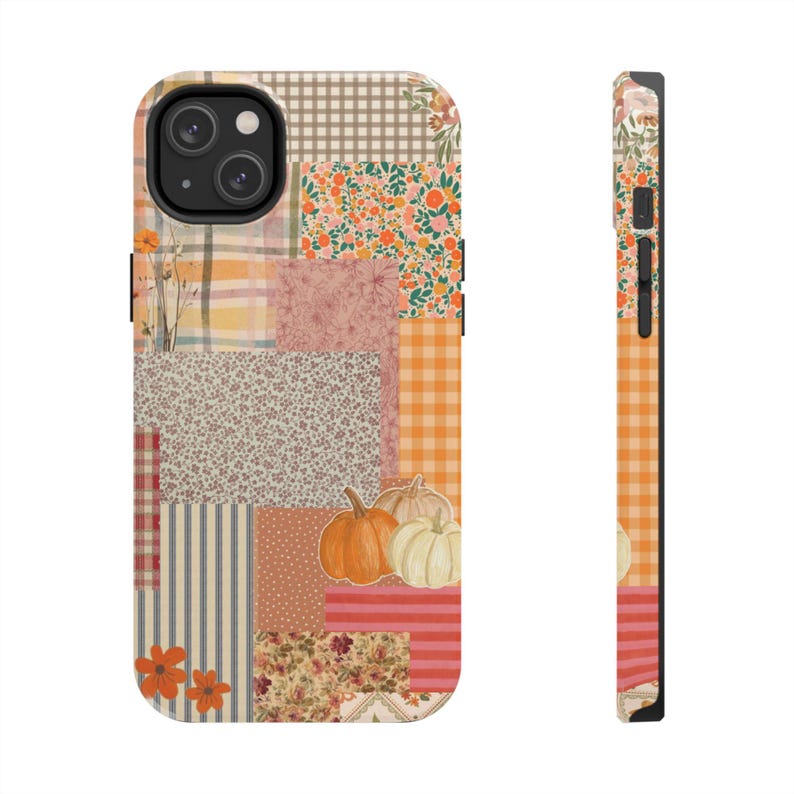 Pumpkin Patch Patchwork Phone Case | Fall iPhone Case, Autumn Plaid Floral image 20