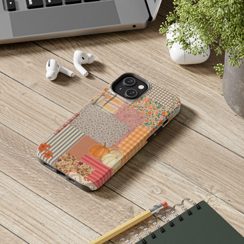 Pumpkin Patch Patchwork Phone Case | Fall iPhone Case, Autumn Plaid Floral image 14