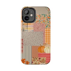 Pumpkin Patch Patchwork Phone Case | Fall iPhone Case, Autumn Plaid Floral image 5