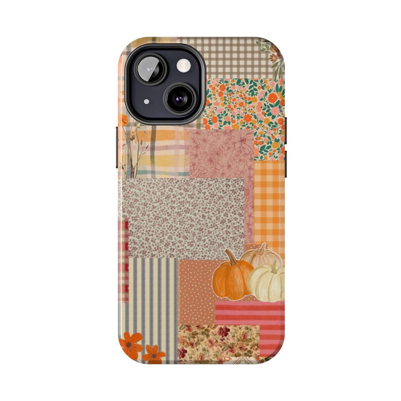 Pumpkin Patch Patchwork Phone Case | Fall iPhone Case, Autumn Plaid Floral image 9