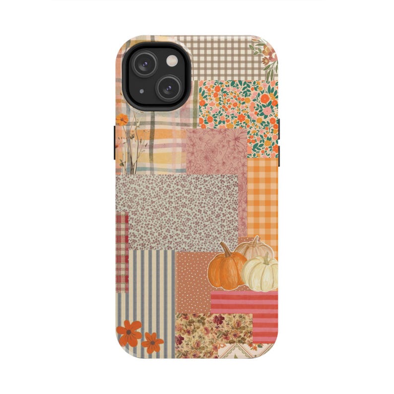Pumpkin Patch Patchwork Phone Case | Fall iPhone Case, Autumn Plaid Floral image 19