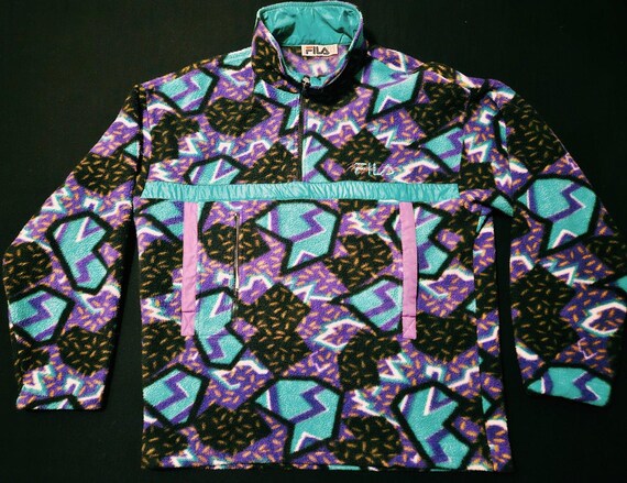 Vintage 90s FILA "Magic" Neon Memphis Milano Geometric Fleece (Patagonia style)