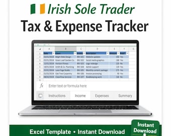 Ierse belastingtracker voor eenmanszaken | Spreadsheet voor freelancer (Excel)