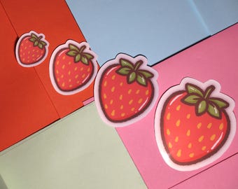 Strawberry Sticker: Water-Resistant Vinyl Decal for Laptops, Journals, Water Bottles
