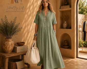 maxi dress above ankle Womens Plus Size V Neck Wrap Maxi Dress High Waist Ruffle Summer Casual Dress with Belt