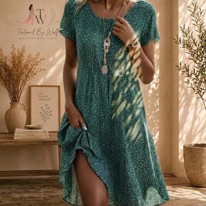 knee length beach dresses for women Women's Floral Print A-Line Dress