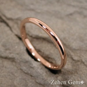 14K Rose Gold Wedding Band – Classic Minimalist Polished Ring