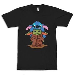 Baby Yoda and Stitch T-Shirt, Men's and Women's Sizes Tee Black