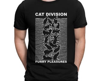 Maglietta divertente "Cat Division Furry Pleasures", taglie da uomo e da donna.
