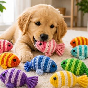 Fish Crochet Pattern, Amigurumi Pet Toy Crochet PDF, Fishing Gift, Easy Striped Aquatic Fish Tutorial