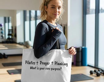 Pilates + Gebet + Planking Einkaufstasche | Gebaut für mehr Fitness-Tasche | Faith getankt Sporttasche für Frauen