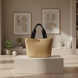 Handmade Straw Shoulder Bag for Women, Bohemian Summer Woven Beach Handbag