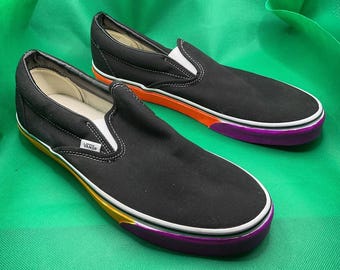 Vans Slip-On Canvas Shoes Black Multicolor Size 10.5 Men's