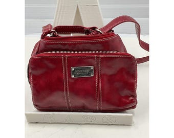 Nine West Vintage Red Faux Leather Crossbody Bag Small Purse Y2K 8 inch