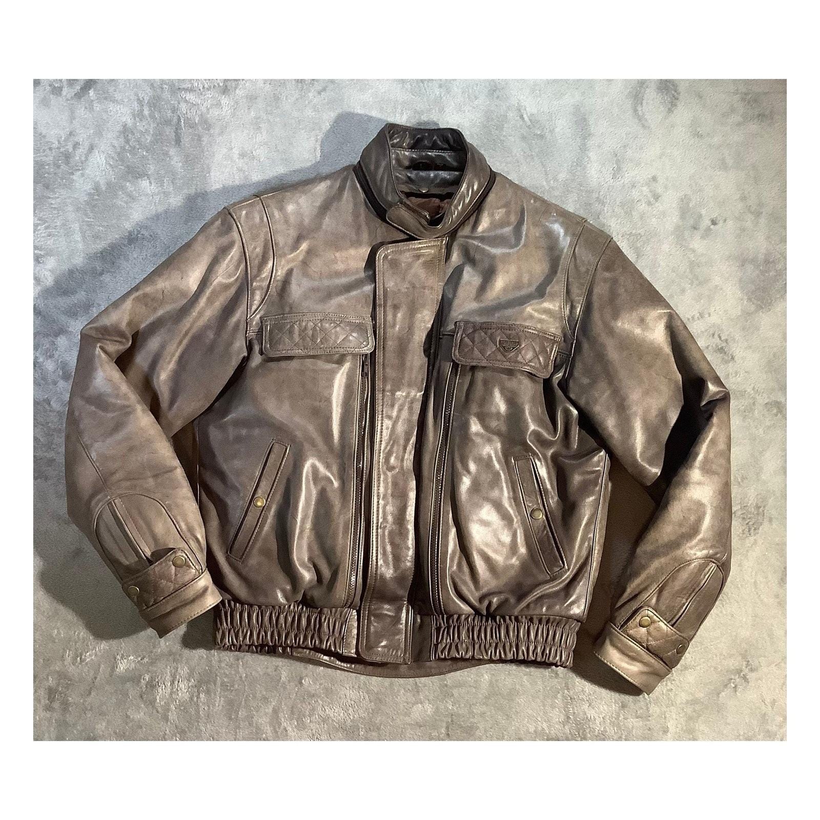 Firstgear Hein Gericke Vintage Brown 1980s Leather Jacket Men's