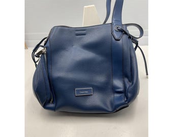 Calvin Klein Blue Pebbled Faux Leather Large Hobo Shoulder Bag H1GBYUT2