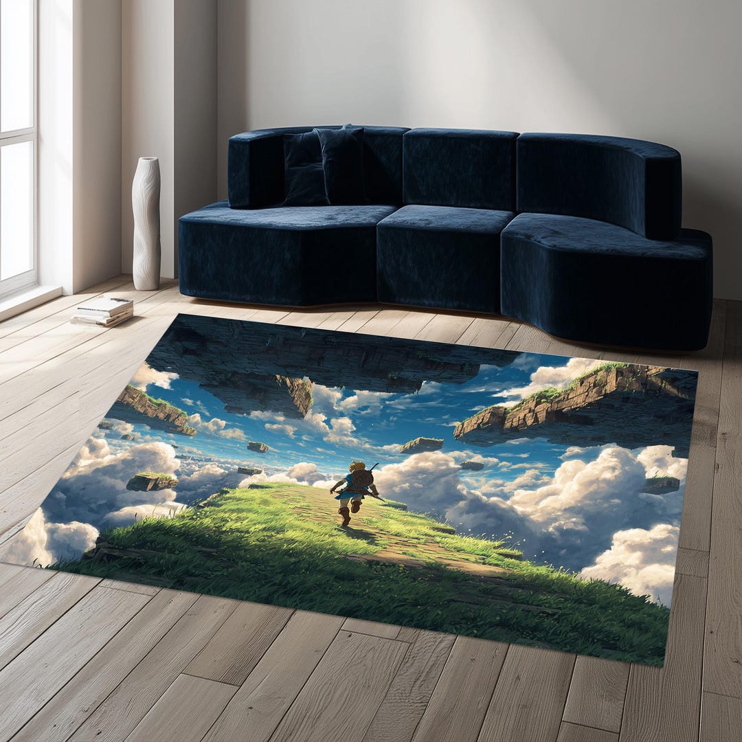 Epic Rug Zelda Hero Rug: Hylian Adventure Carpet, Sky Fantasy Gamer Design, Epic ...