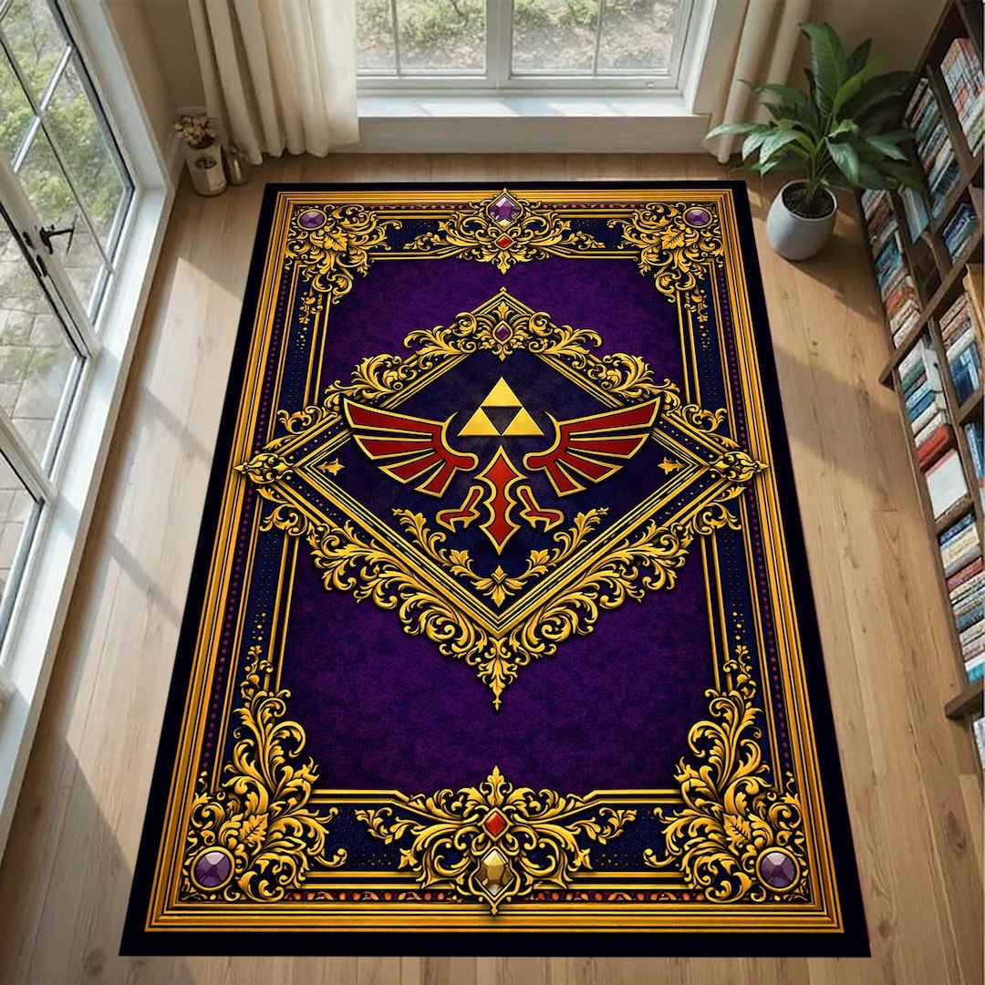 Zelda Triforce Rug: Hyrule Crest Carpet, Fantasy Gamer Decor, Royal ...