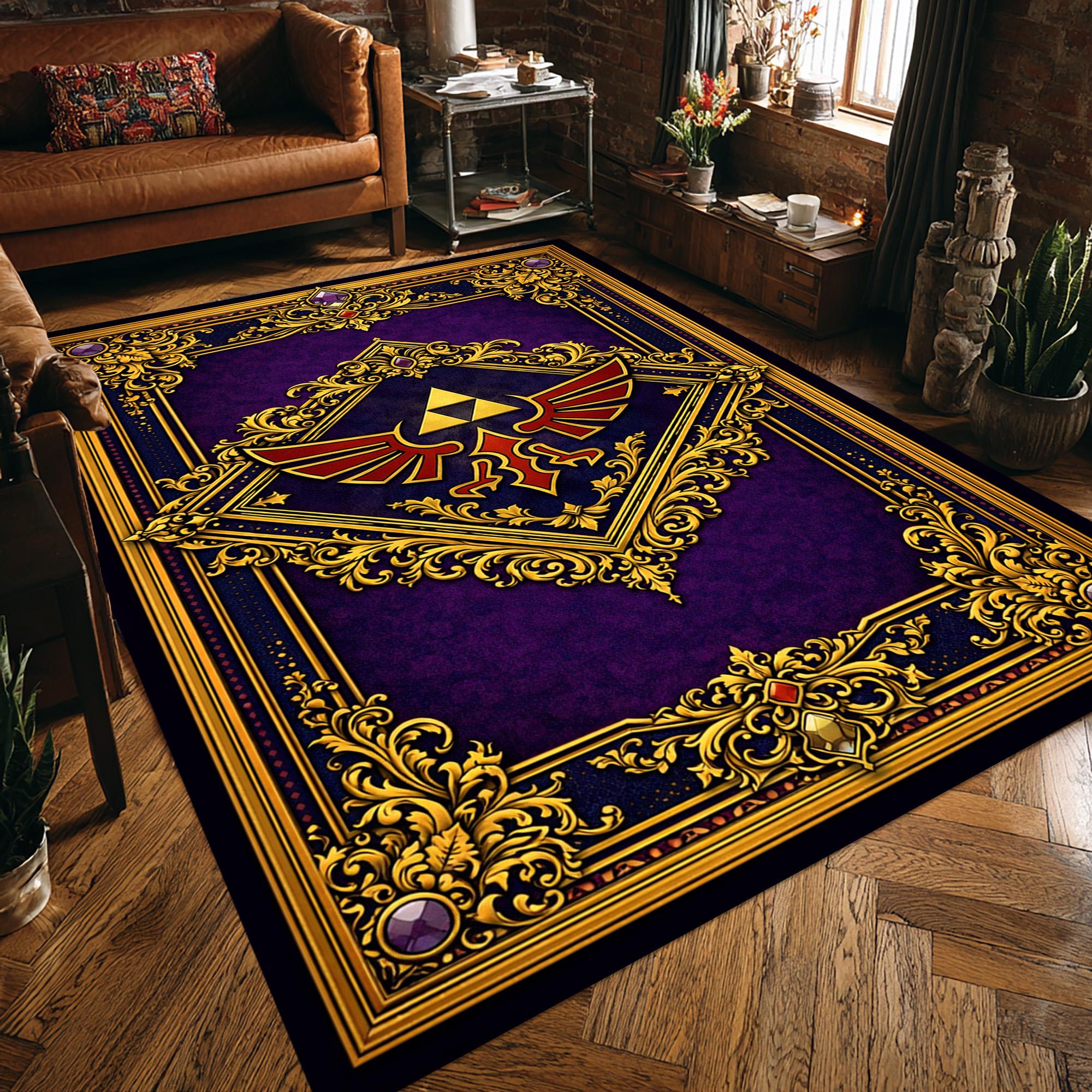 Zelda Triforce Rug: Hyrule Crest Carpet, Fantasy Gamer Decor, Royal ...