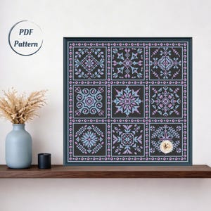 Patchwork Sampler Cross Stitch Pattern PDF, Quilt Blocks Design