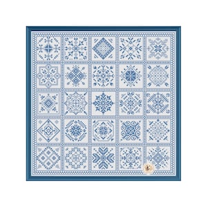 Schema per punto croce a piastrelle geometriche in PDF, sampler moderno
