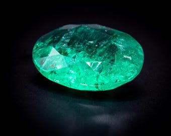 Colombian Emerald 1.82 ct Oval 9.9x7.9mm, Untreated No Oil Natural Loose Stone, Vivid Green Engagement Ring Gem, May Birthstone Gift