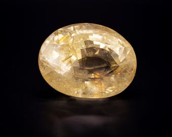 Antique Yellow Sapphire 39.42 ct Unheated, Natural Ceylon Pukhraj, No Heat Large Oval Loose Gem, Jyotish Stone, Estate Collection Heirloom