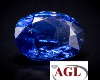 Cornflower Blue Sapphire 1.03 ct, AGL Certified Natural Ceylon Oval Step Cut Loose Gem 6.61x5.10mm, Engagement Stone, September Birthstone