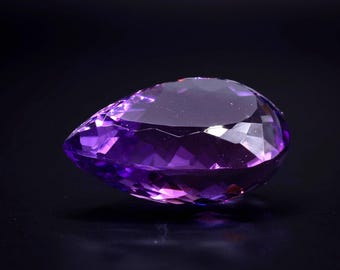Pear Cut Amethyst 22.14 ct Loose, Natural Deep Purple Teardrop 22.2x15.7mm, Loupe Clean Untreated Collector Gem, February Birthstone Gift