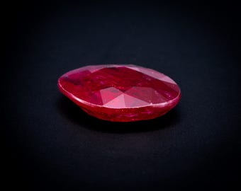 Loose Ruby 3.15 ct Low Profile Flat Cut Cushion 10.6x9.5mm, Natural Mozambique Red Gem for Mens Signet or Engagement Ring, July Birthstone