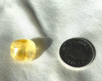Antique Unheated Yellow Sapphire 30.47 ct Cushion Cut, Natural Ceylon Pukhraj, No Heat Golden Loose Gem, Jyotish Stone, Estate Collection