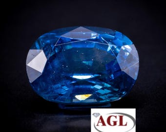 Oval Step Cut Blue Sapphire 1.15 ct, AGL Certified Natural Ceylon Gem 6.36x5.53mm for Art Deco Style or East West Bezel Engagement Ring