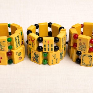 Vintage bakelieten mahjong-armband (meerdere kralen en maten beschikbaar)
