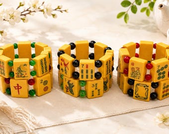 Vintage Mah-Jongg Bakelit Armband (verschiedene Perlen zur Auswahl)