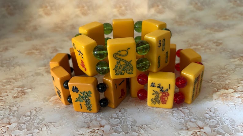 Pulsera vintage de baquelita para Mahjongg (varias opciones de cuentas y tamaños disponibles) imagen 6