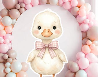 cute Duck Big Decor Cutout, Baby Duck With pink Bow Party Prop, Baby Shower Or Birthday Party Standee (Digital Download)