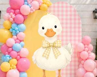 Printable Cute Duck Big Decor Cutout, Baby Duck in Jumpsuit with yellow Bow, Baby Shower or Birthday Standee (Digital Download)