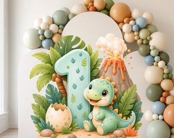 One-a-saurus Birthday big decor  Cutout PNG, Dinosaur First Birthday Standee, Baby Dino Egg Volcano Party Decor