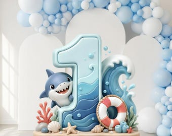Under the Sea Shark Big Decor Cutout, Shark Birthday Standee, Ocean Party Backdrop Prop, First Birthday Decor