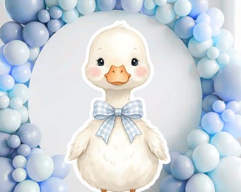 cute Duck Big Decor Cutout, Baby Duck With Blue Bow Party Prop, Baby Shower Or Birthday Party Standee (Digital Download)