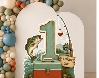 O-Fishally One Birthday Big Decor Cutout PNG, Fishing First Birthday Standee, Bass Fish Tackle Box Party Prop