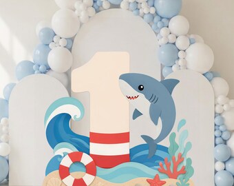 Under the Sea Shark Big Decor Cutout, Shark Birthday Standee, Ocean Party Backdrop Prop, First Birthday Decor
